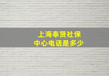 上海奉贤社保中心电话是多少