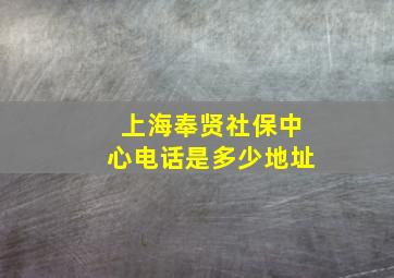 上海奉贤社保中心电话是多少地址