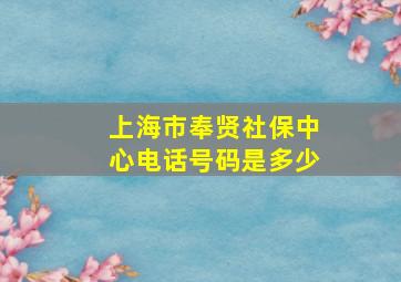 上海市奉贤社保中心电话号码是多少