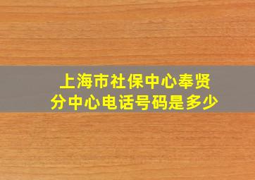 上海市社保中心奉贤分中心电话号码是多少