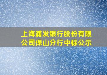 上海浦发银行股份有限公司保山分行中标公示