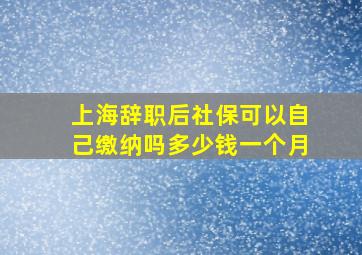 上海辞职后社保可以自己缴纳吗多少钱一个月