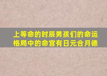 上等命的时辰男孩们的命运格局中的命宫有日元合月德