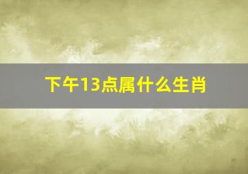 下午13点属什么生肖