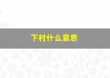 下村什么意思