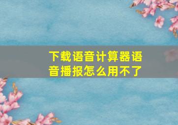 下载语音计算器语音播报怎么用不了