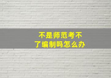 不是师范考不了编制吗怎么办