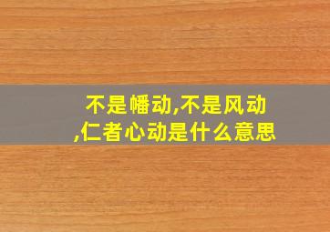 不是幡动,不是风动,仁者心动是什么意思