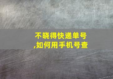 不晓得快递单号,如何用手机号查