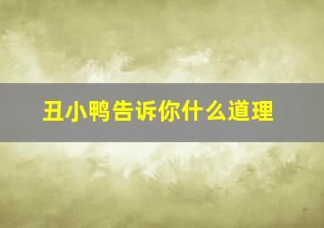 丑小鸭告诉你什么道理