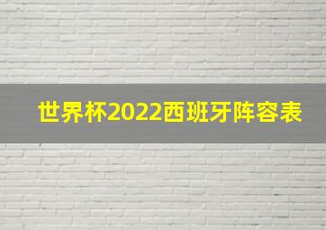 世界杯2022西班牙阵容表