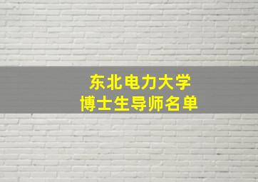 东北电力大学博士生导师名单