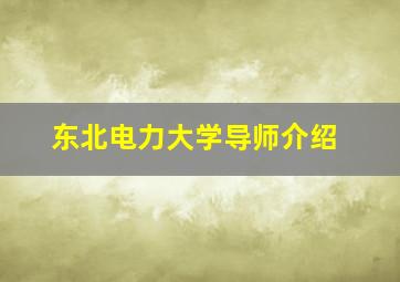 东北电力大学导师介绍