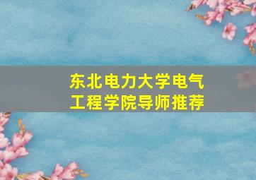 东北电力大学电气工程学院导师推荐