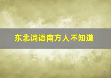 东北词语南方人不知道