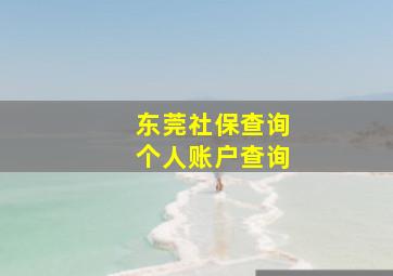 东莞社保查询个人账户查询