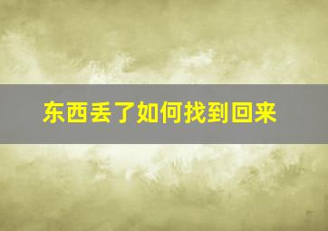 东西丢了如何找到回来