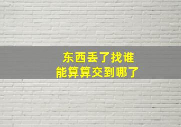 东西丢了找谁能算算交到哪了