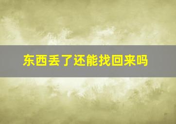 东西丢了还能找回来吗