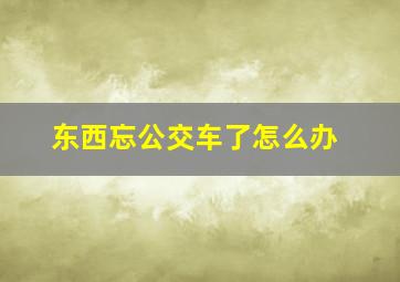 东西忘公交车了怎么办