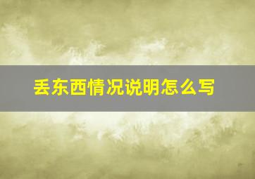 丢东西情况说明怎么写