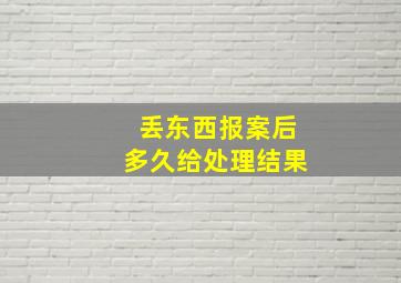 丢东西报案后多久给处理结果