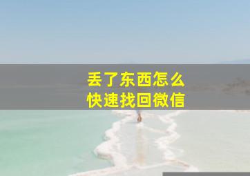 丢了东西怎么快速找回微信