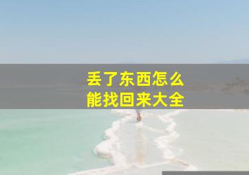 丢了东西怎么能找回来大全