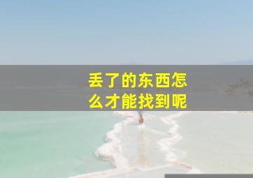 丢了的东西怎么才能找到呢