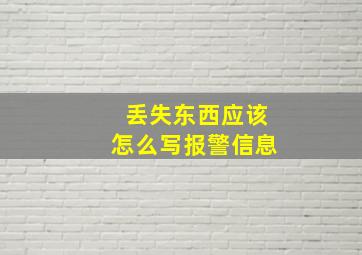 丢失东西应该怎么写报警信息