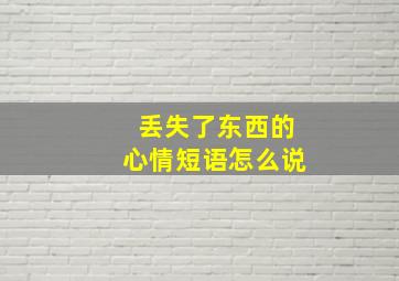 丢失了东西的心情短语怎么说