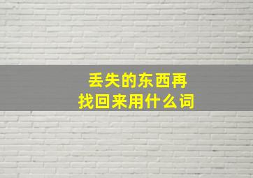 丢失的东西再找回来用什么词