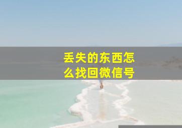 丢失的东西怎么找回微信号