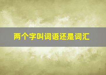 两个字叫词语还是词汇