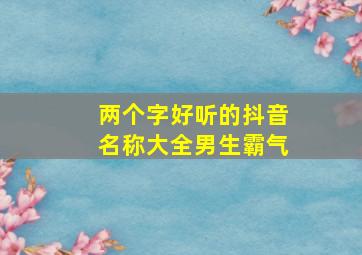 两个字好听的抖音名称大全男生霸气