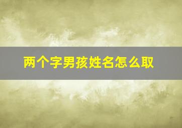 两个字男孩姓名怎么取