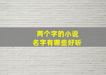 两个字的小说名字有哪些好听