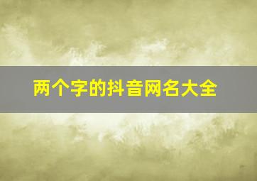 两个字的抖音网名大全