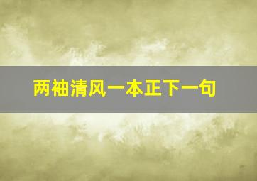 两袖清风一本正下一句