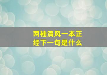 两袖清风一本正经下一句是什么