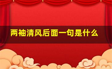 两袖清风后面一句是什么