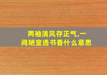 两袖清风存正气,一间陋室透书香什么意思