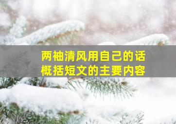 两袖清风用自己的话概括短文的主要内容