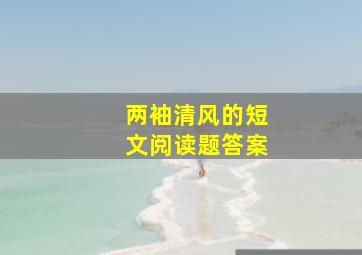 两袖清风的短文阅读题答案