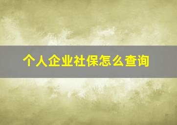 个人企业社保怎么查询