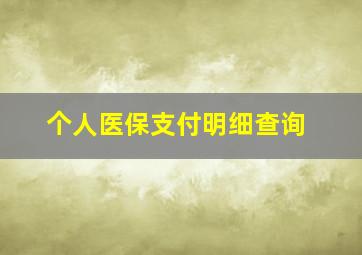 个人医保支付明细查询