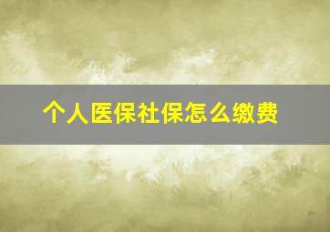 个人医保社保怎么缴费