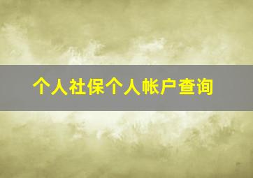 个人社保个人帐户查询