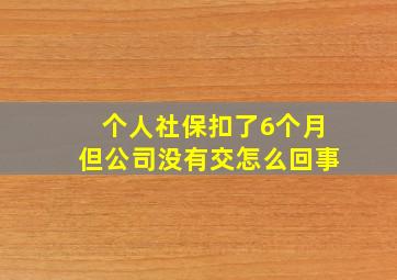 个人社保扣了6个月但公司没有交怎么回事