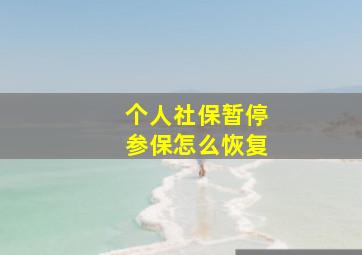 个人社保暂停参保怎么恢复